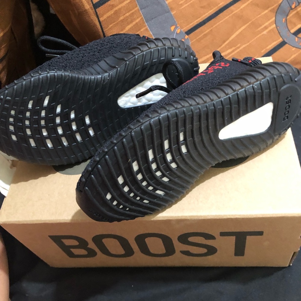 Size 7K black and red yeezy
